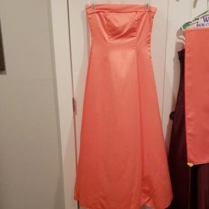 Beautiful strapless coral prom drees with wrap